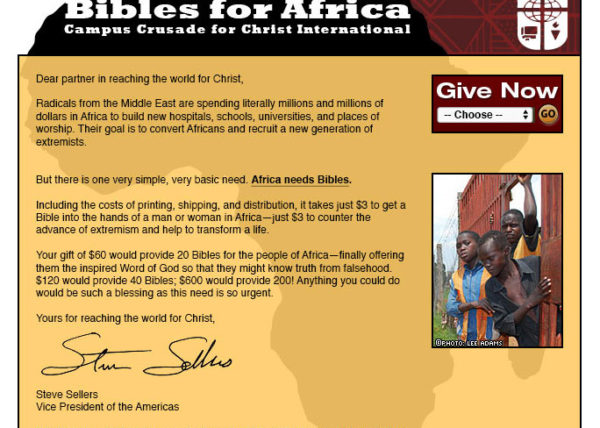 Bibles for Africa Landing Page